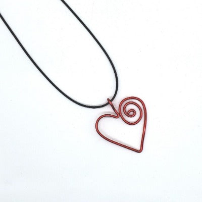 Red Spiral Heart Necklace