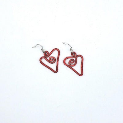Red Abstract Heart Earrings
