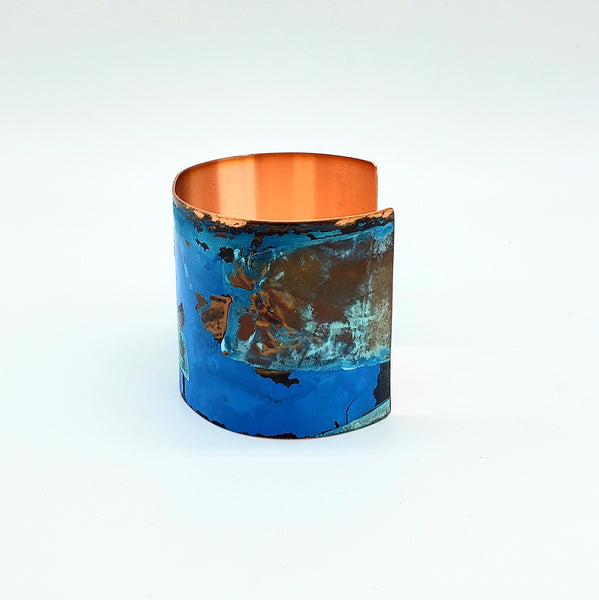 Copper Cuff Bracelet with Turquoise Patina
